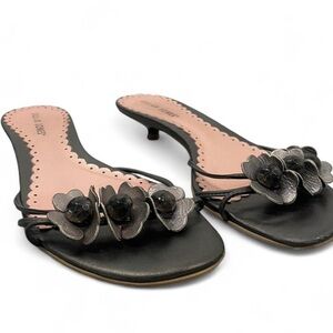 Jillian Jones Silver Floral Kitten Heel Mules Size 8